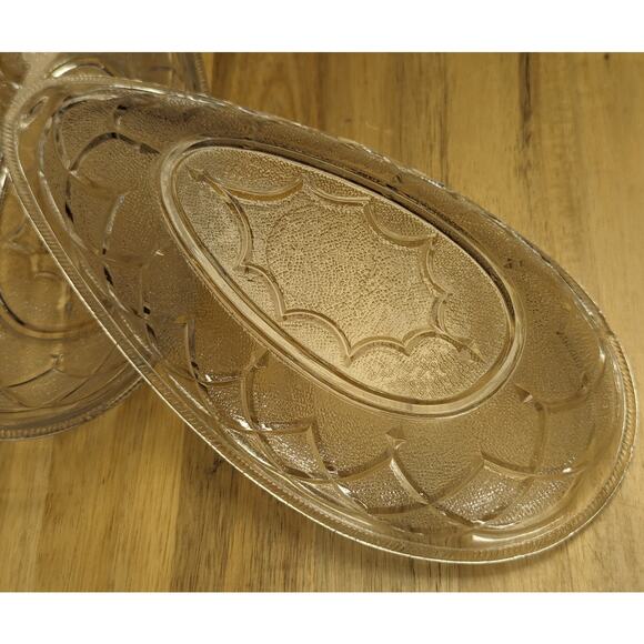 Vintage Retro Teardrop Glass Side Candy Relish Vegetable Dishes Clear Embossed - Picture 5 of 10